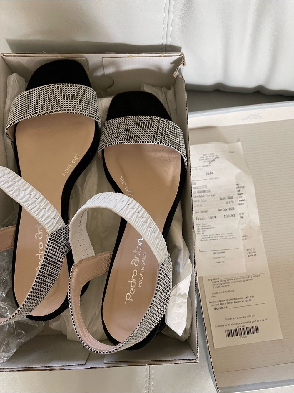 Pedro Anton Black and Silver Crystal Slingback Sandals